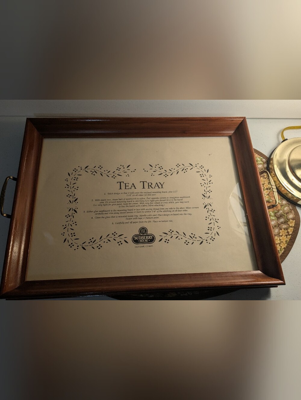 Sudberry House Cross Stitch Tea Tray | Glass Top Embroidery Display Tray | DIY